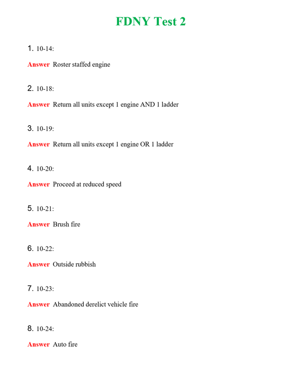FDNY Test 2 | Actual Questions and Verified Answers ( Included ) 100% Correct