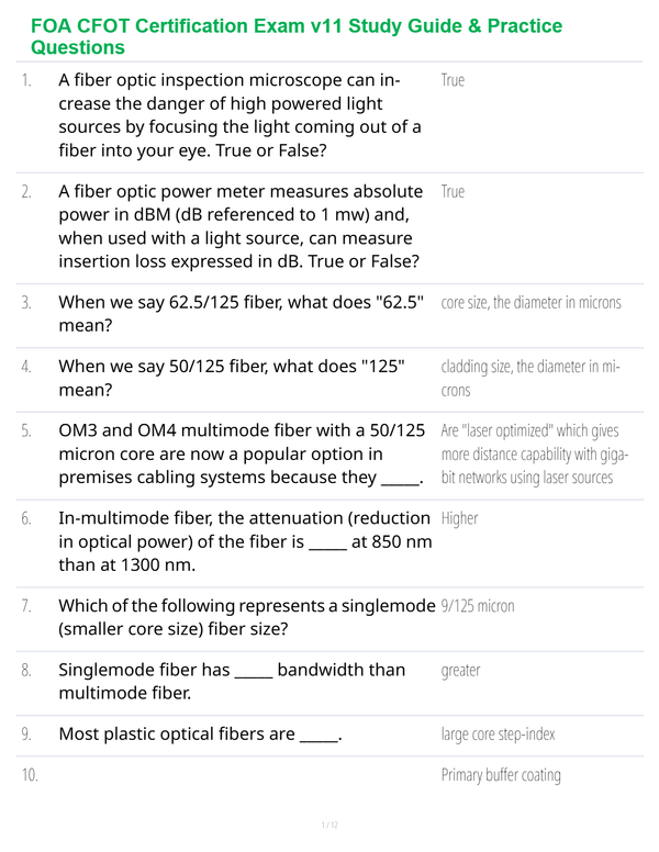 FOA CFOT Certification Exam v11 Study Guide & Practice Questions