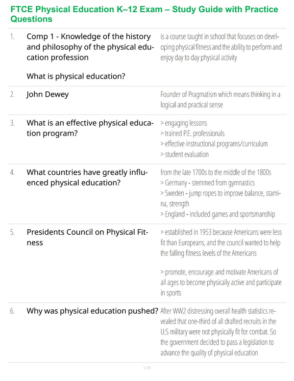FTCE Physical Education K–12 Exam – Study Guide with Practice Questions