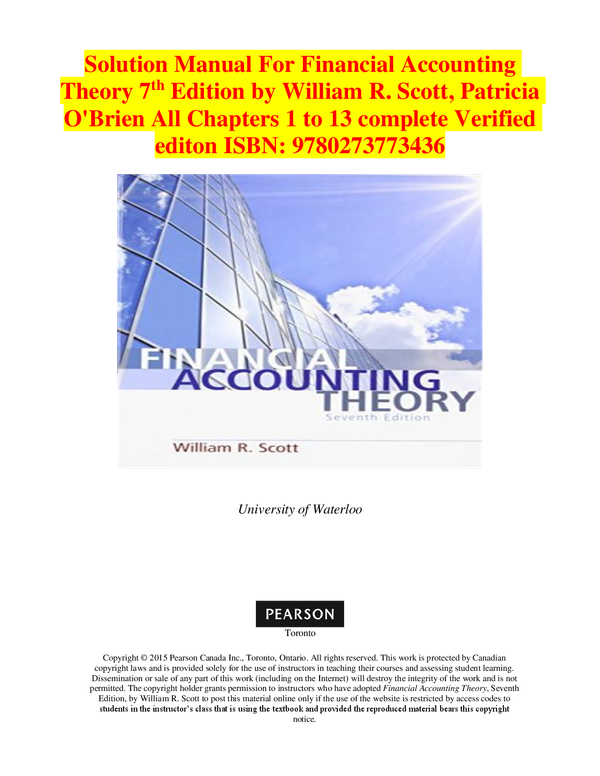 Financial Accounting Theory 7th Edition Solutions Manual – Full Chapters 1–13 with Instructor Insights & Problem Solutions