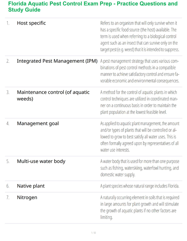 Florida Aquatic Pest Control Exam Prep - Practice Questions and Study Guide