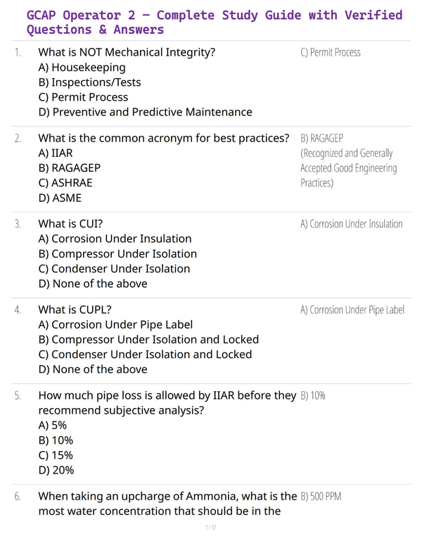 GCAP Operator 2 – Complete Study Guide with Verified Questions & Answers