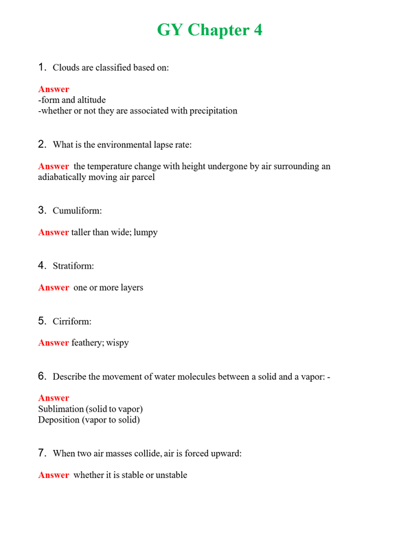 GY Chapter 4 | Actual Questions and Verified Answers ( Included ) 100% Correct
