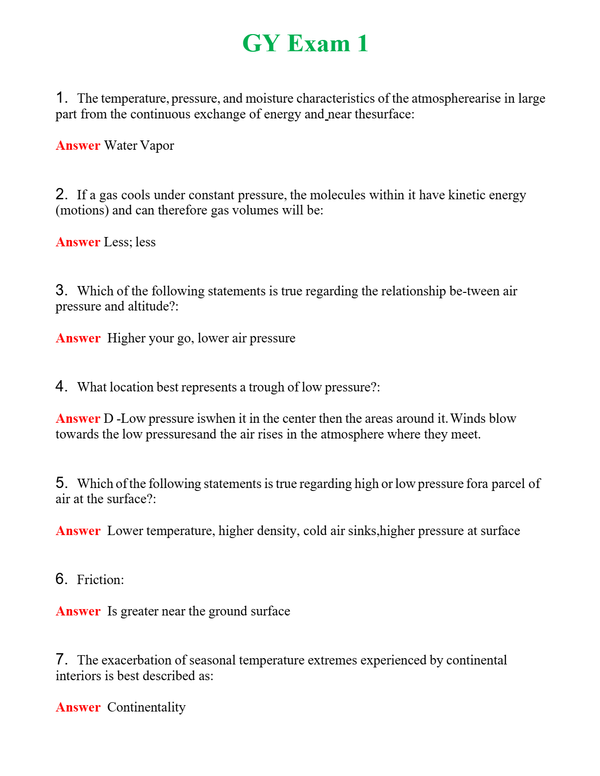 GY Exam 1 | Actual Questions and Verified Answers ( Included ) 100% Correct