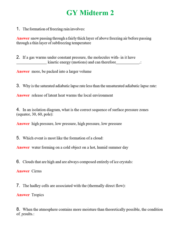 GY Midterm 2 | Actual Questions and Verified Answers ( Included ) 100% Correct