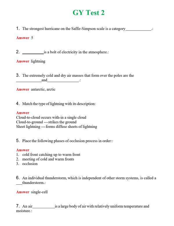 GY Test 2 | Actual Questions and Verified Answers ( Included ) 100% Correct