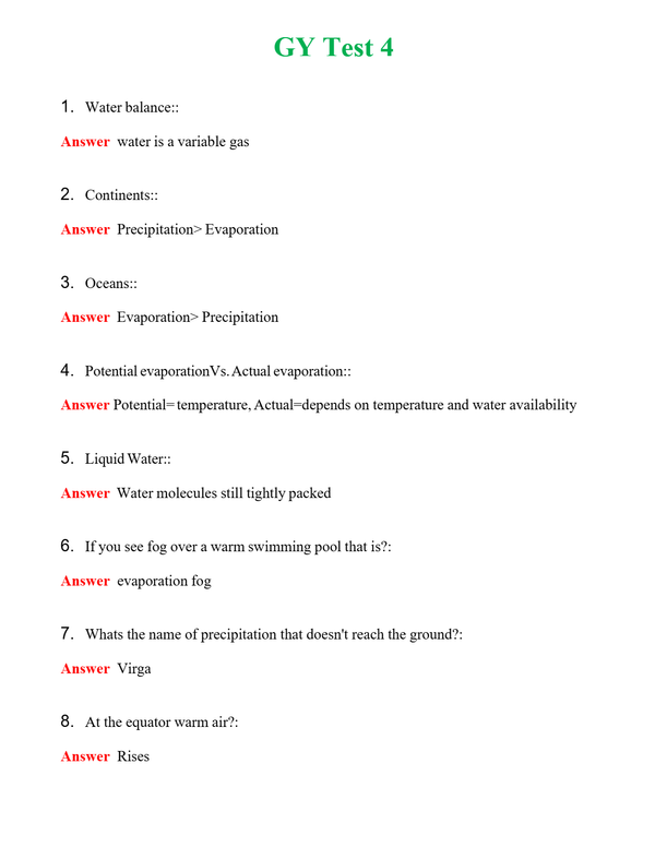 GY Test 4 | Actual Questions and Verified Answers ( Included ) 100% Correct