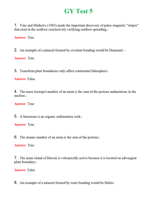 GY Test 5 | Actual Questions and Verified Answers ( Included ) 100% Correct