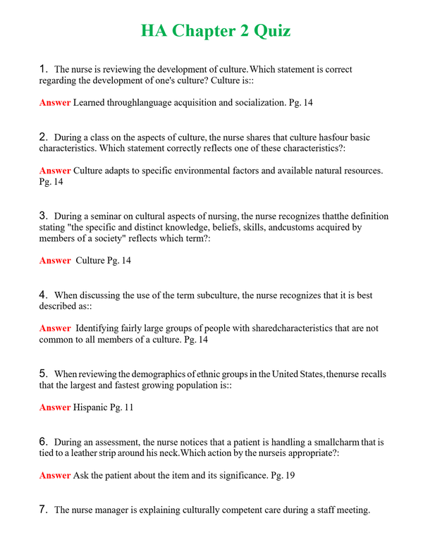 HA Chapter 2 Quiz Questions With Complete Grade A+ Answers