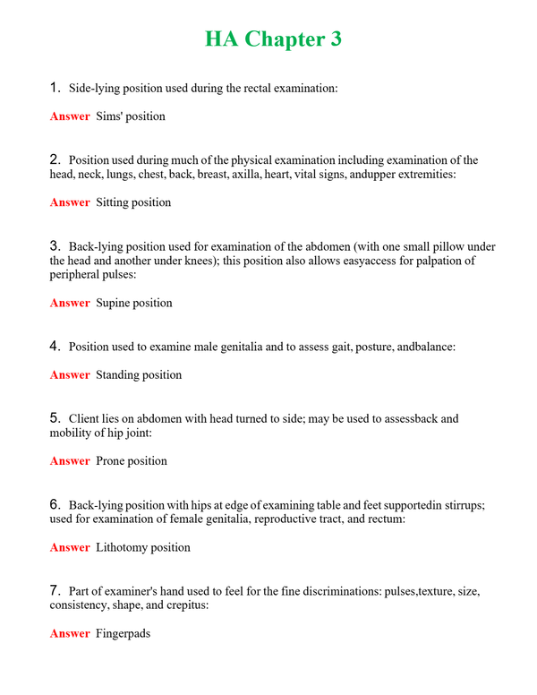 HA Chapter 3 Questions With Complete Grade A+ Answers