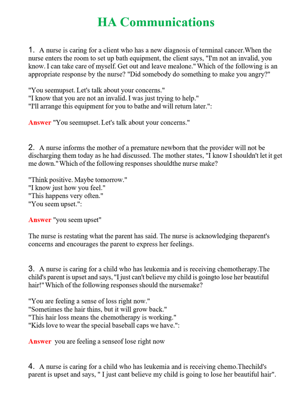 HA Communications Questions With Complete Grade A+ Answers