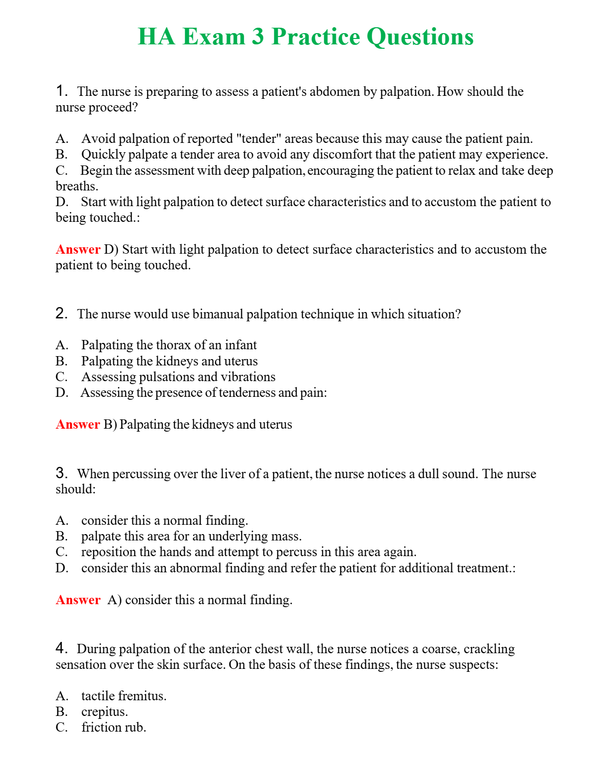 HA Exam 3 Practice Questions Questions With Complete Grade A+ Answers