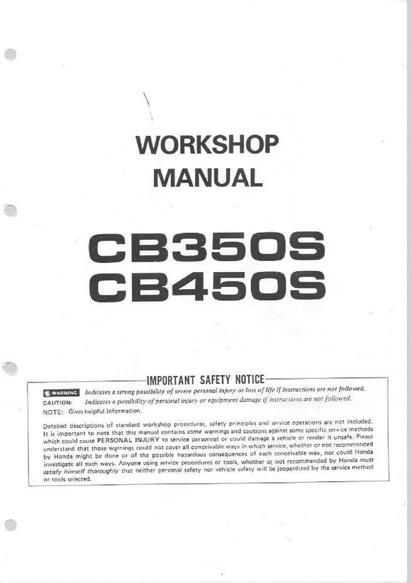 Honda CB350S CB450S (86-88) Service & Repair Manual