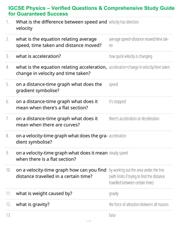 IGCSE Physics – Verified Questions & Comprehensive Study Guide for Guaranteed Success