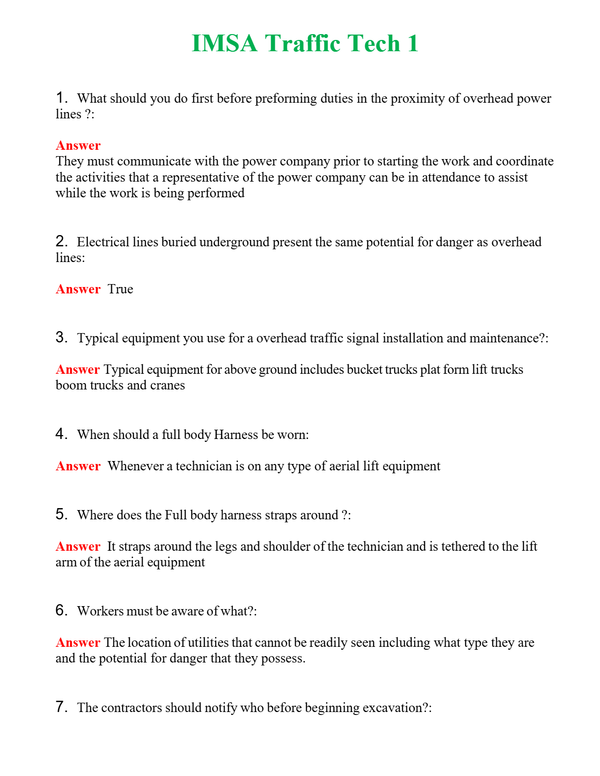 IMSA Traffic Tech 1 | Actual Questions and Verified Answers ( Included ) 100% Correct