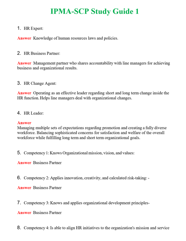 IPMA-SCP Study Guide 1 Questions With Complete Grade A+ Answers