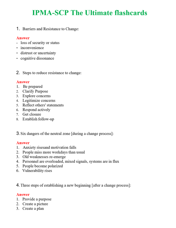 IPMA-SCP The Ultimate flashcards Questions With Complete Grade A+ Answers
