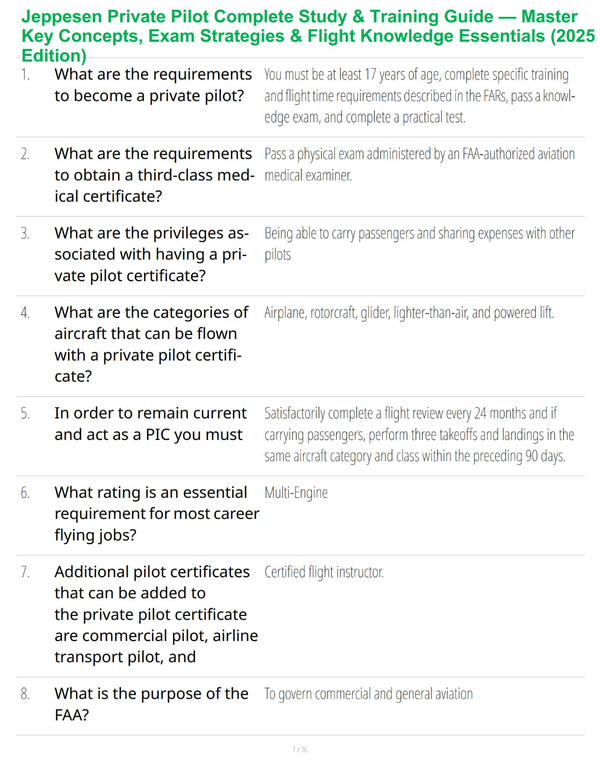 Jeppesen Private Pilot Complete Study & Training Guide — Master Key Concepts, Exam Strategies & Flight Knowledge Essentials (2025 Edition)