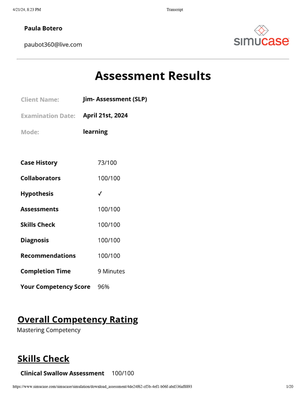 Jim- Assessment (SLP) : Jim Simu case transcript (100% Completed Already Assessment updated 2025/26)