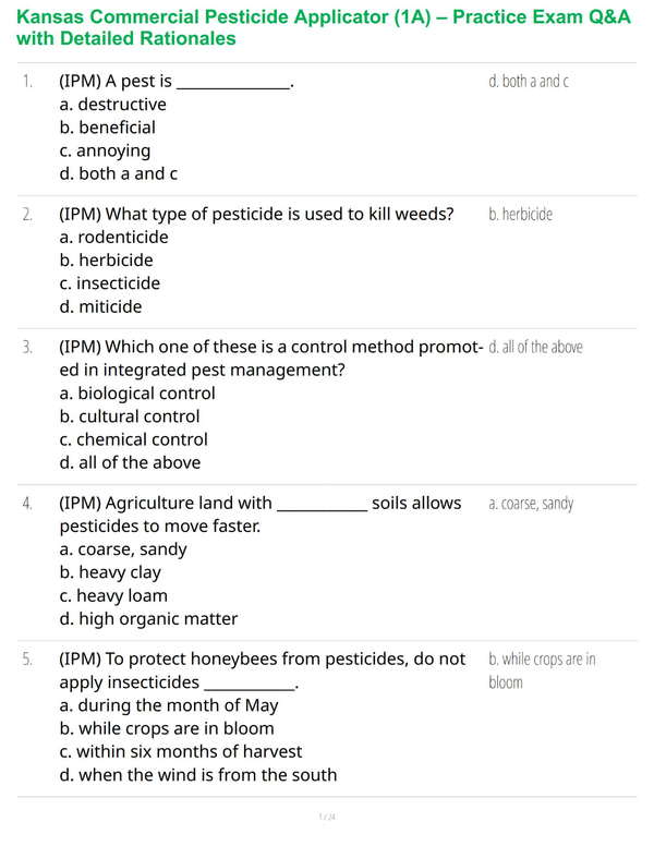 Kansas Commercial Pesticide Applicator (1A) – Exam Prep Guide with Practice Questions
