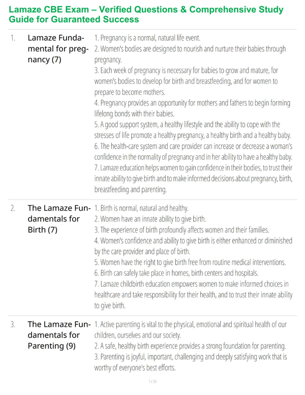 Lamaze CBE Exam – Verified Questions & Comprehensive Study Guide for Guaranteed Success