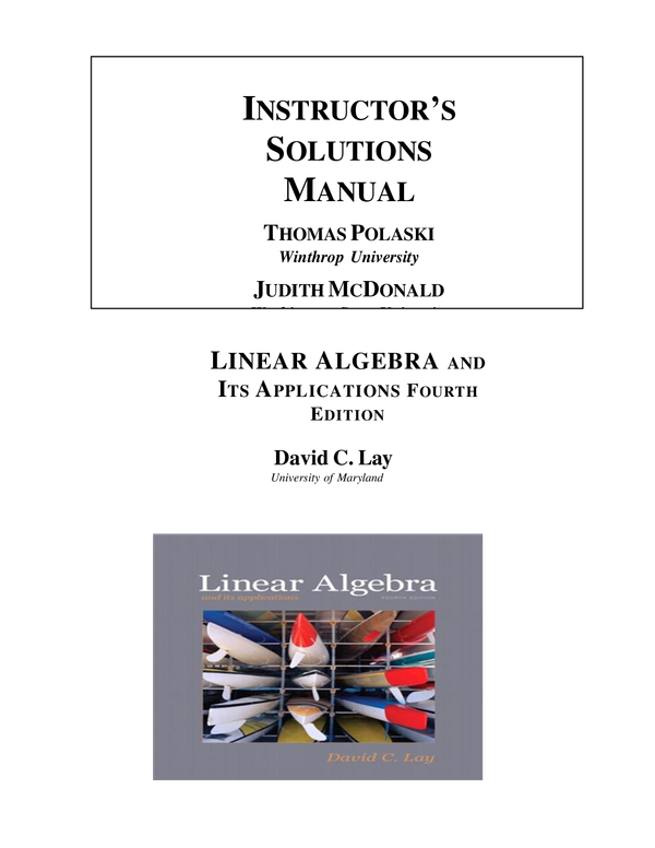 Linear Algebra & Applications 4th Edition Solutions Manual – David C. Lay Complete Guide