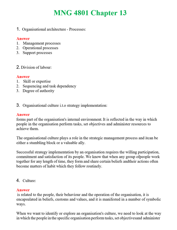 MNG 4801 Chapter 13 | Actual Questions and Verified Answers ( Included ) 100% Correct