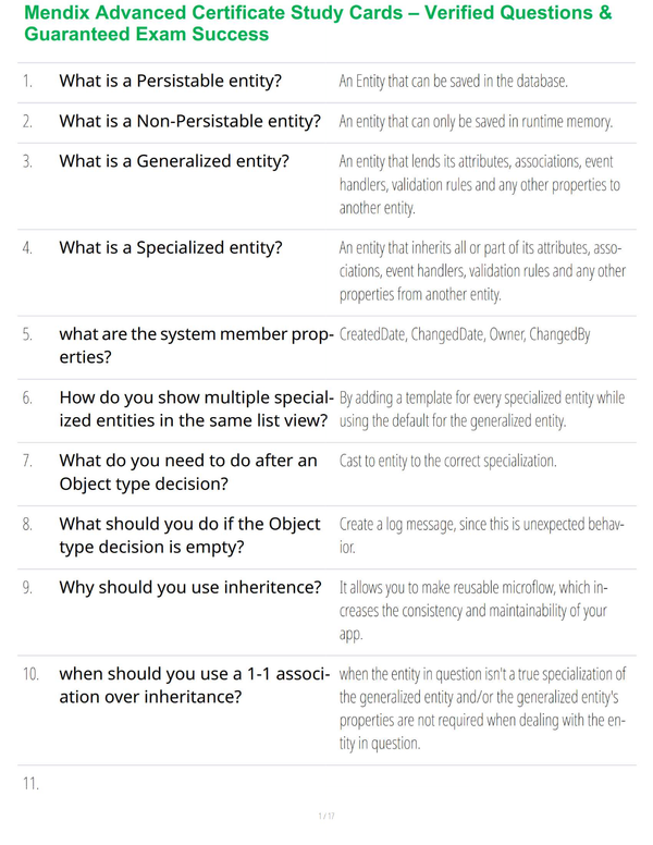 Mendix Advanced Certificate Study Cards – Verified Questions & Guaranteed Exam Success