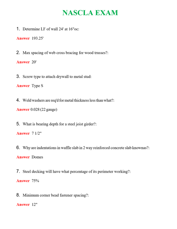 NASCLA EXAM | Actual Questions and Verified Answers ( Included ) 100% Correct