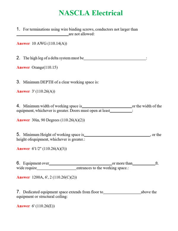 NASCLA Electrical | Actual Questions and Verified Answers ( Included ) 100% Correct