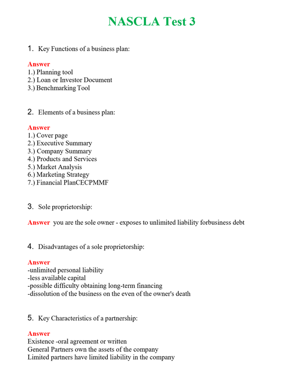NASCLA Test 3 | Actual Questions and Verified Answers ( Included ) 100% Correct