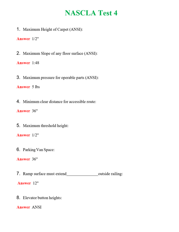 NASCLA Test 4 | Actual Questions and Verified Answers ( Included ) 100% Correct