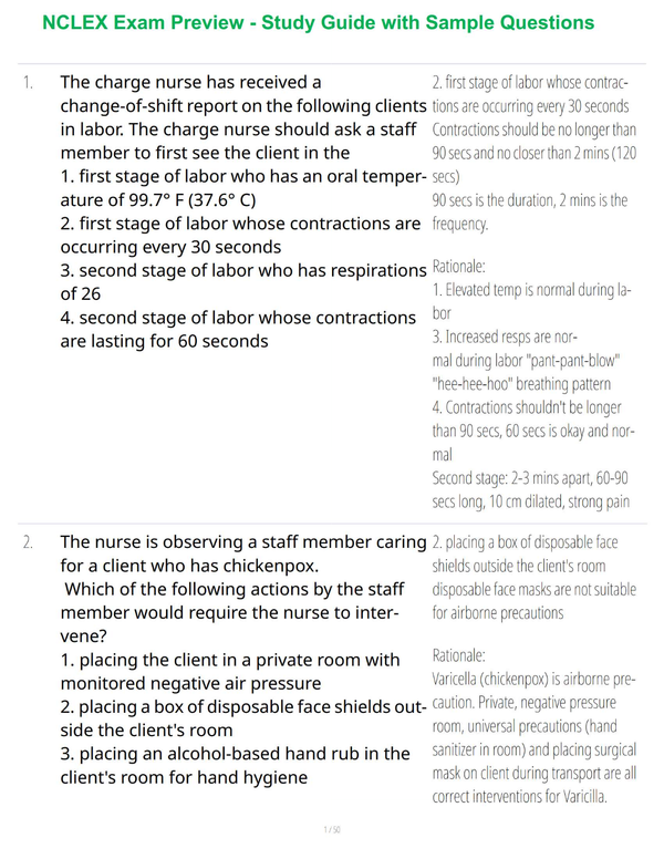NCLEX Exam Preview - Study Guide with Sample Questions