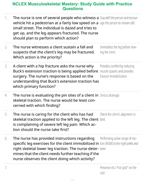 NCLEX Musculoskeletal Mastery: Study Guide with Practice Questions