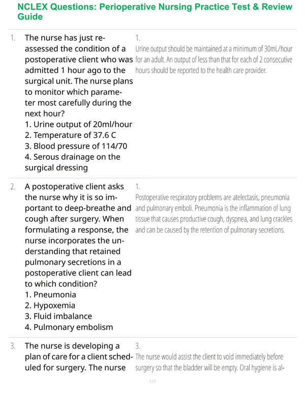 NCLEX Questions: Perioperative Nursing Practice Test & Review Guide