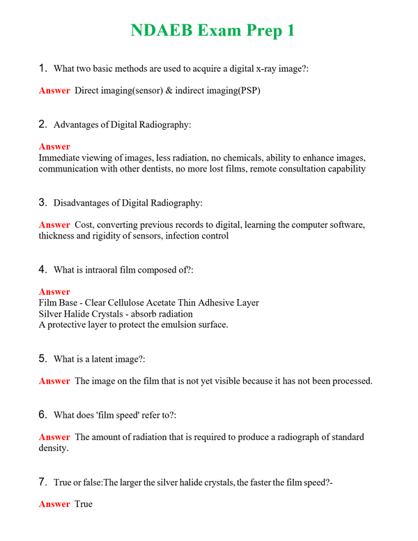 NDAEB Exam Prep 1 Questions With Complete Grade A+ Answers
