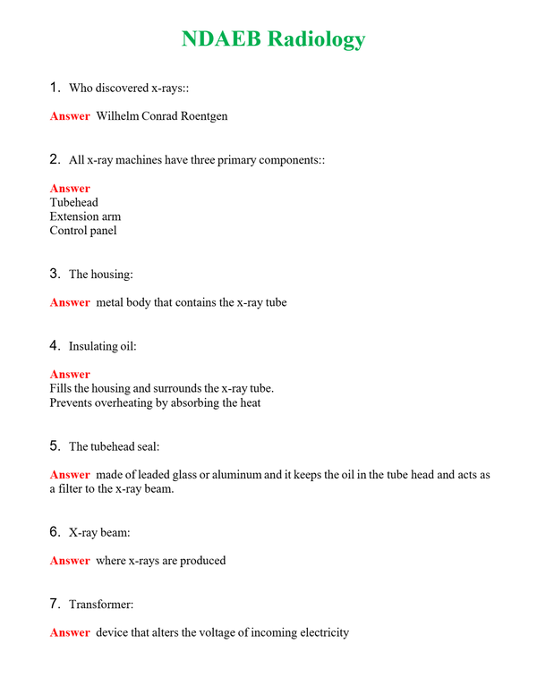 NDAEB Radiology Questions With Complete Grade A+ Answers