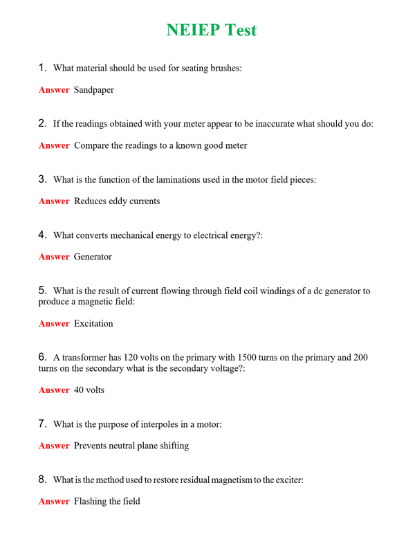 NEIEP Test | Actual Questions and Verified Answers ( Included ) 100% Correct
