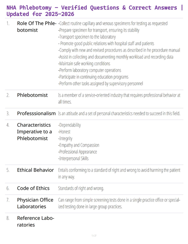 NHA Phlebotomy Exam Prep – Verified Questions for Guaranteed Success