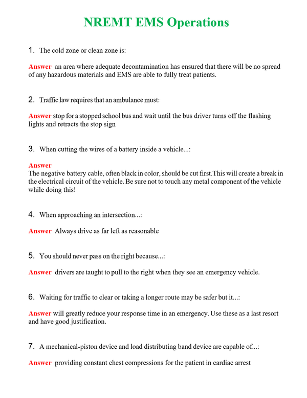 NREMT EMS Operations Questions With Complete Grade A+ Answers