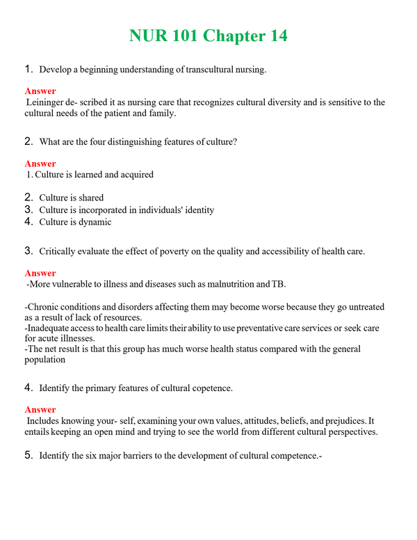 NUR 101 CHAP 14 | A++ EXAM WITH ALL NEW QS & AS - GUARANTEED PASS!