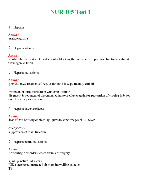 NUR 105 TEST 1 | COMPLETE ANSWERS 100% CORRECT