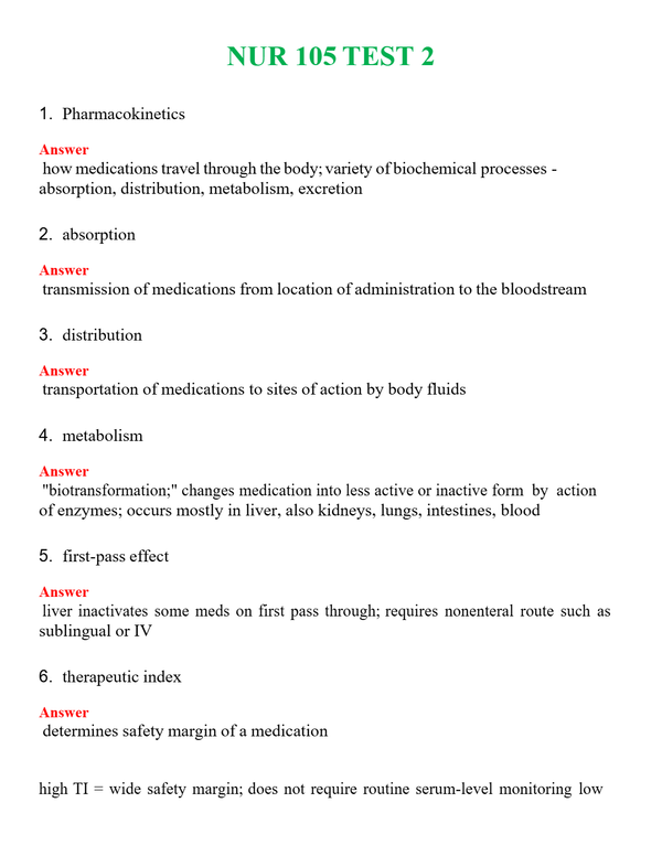 NUR 105 TEST 2 | GRADED A+ SOLVED 100% CORRECT