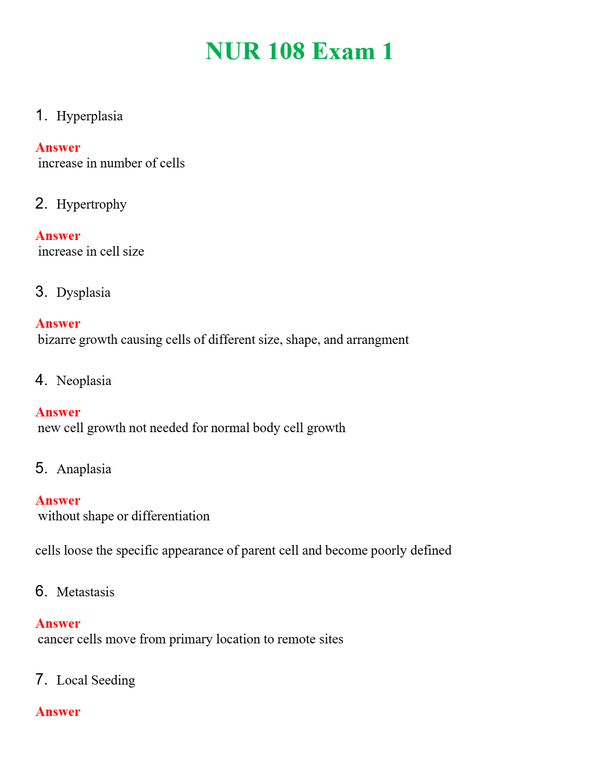 NUR 108 EXAM 1 | WITH 100% VERIFIED ANSWERS