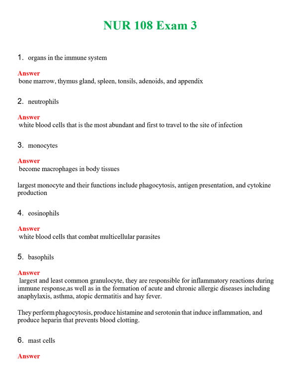 NUR 108 EXAM 3 | GRADED A+ QUESTIONS AND ANSWERS (SOLVED)