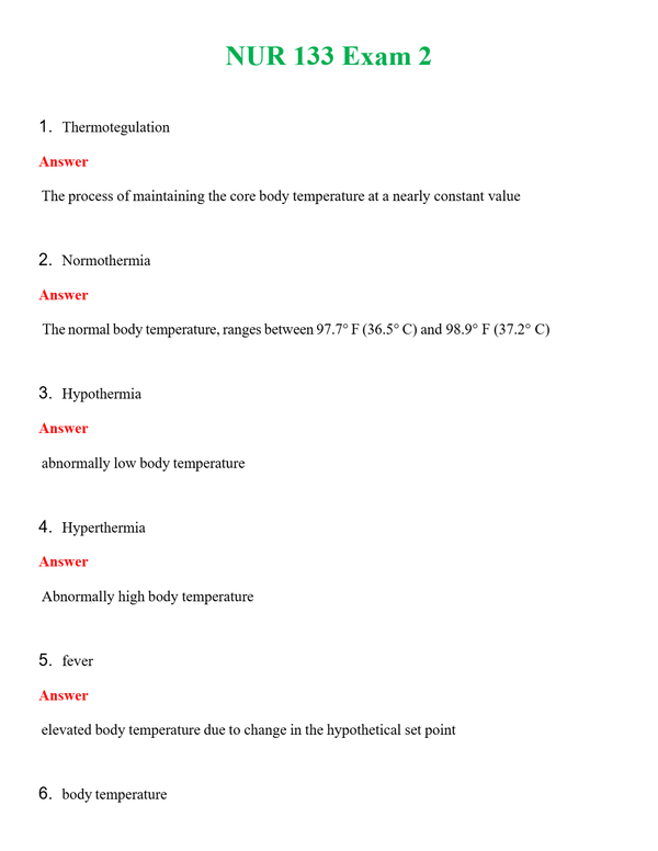 NUR 133 EXAM 2 | WITH 100% VERIFIED ANSWERS
