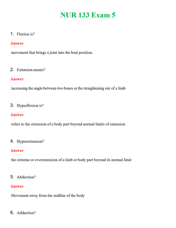 NUR 133 EXAM 5 | A+ RATED GUIDE | QUESTIONS AND ANSWERS (SOLVED)