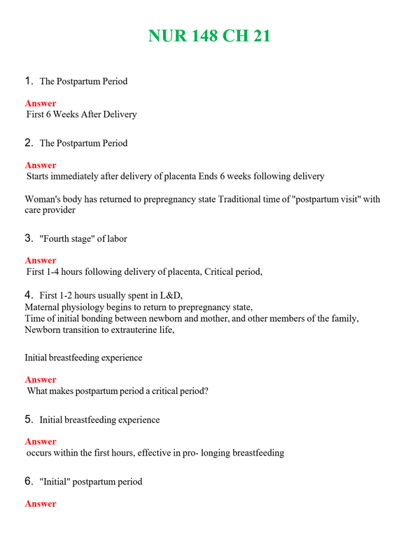 NUR 148 CH 21 | COMPLETE QUESTIONS & ANSWERS (SOLVED) 100% CORRECT