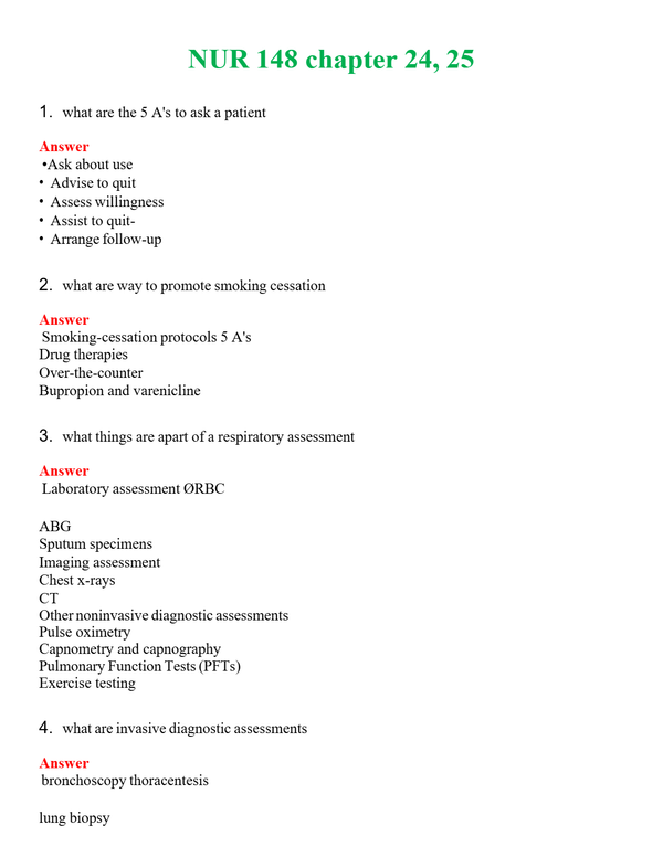 NUR 148 CHAPTER 24, 25 | A++ EXAM WITH ALL NEW QS & AS - GUARANTEED PASS!