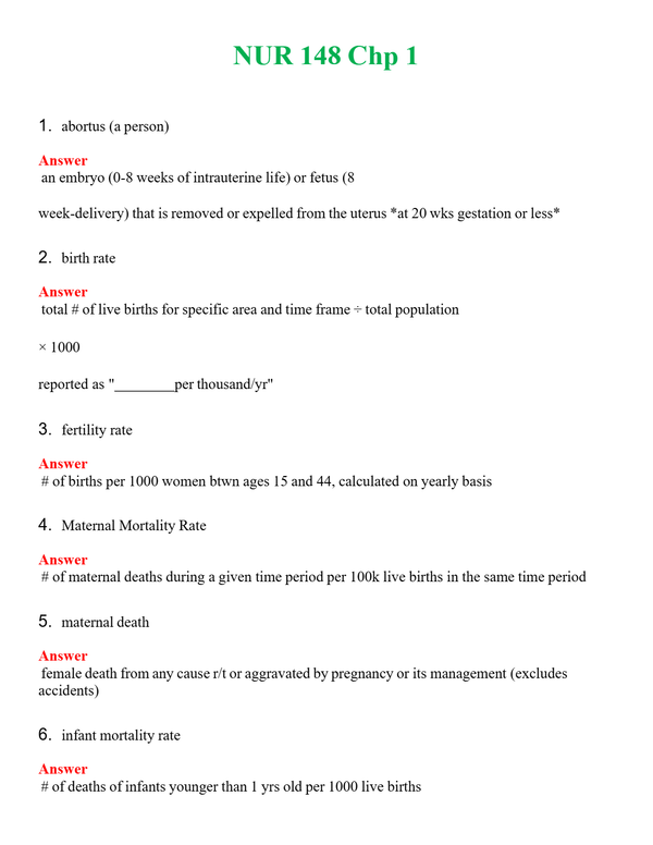 NUR 148 CHP 1 | COMPLETE ANSWERS 100% CORRECT
